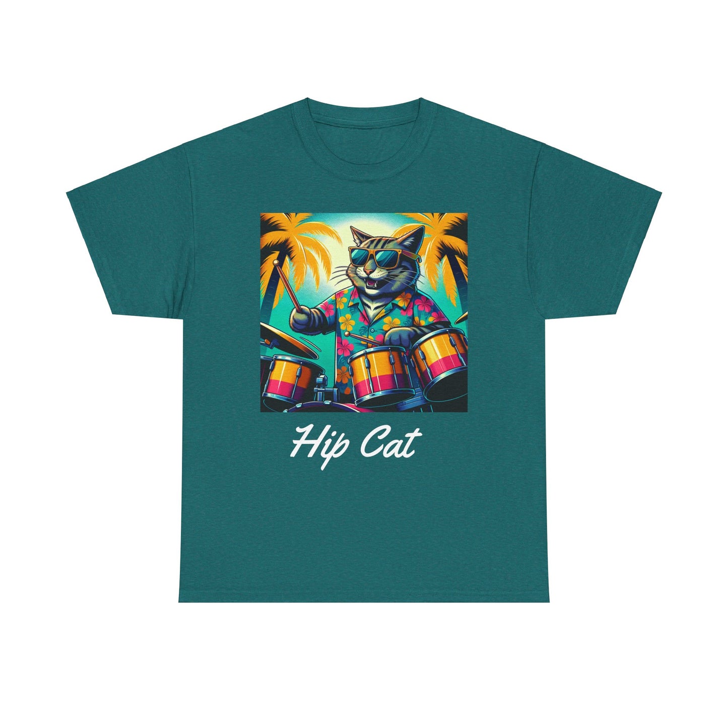 Hip Drummer Cat T-Shirt - Funny Music Lover Tee