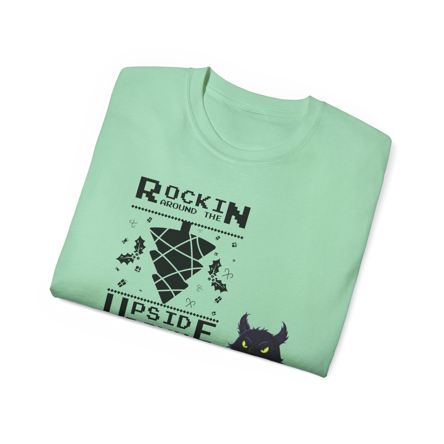 Cat Unisex Tee - Rockin Around the Upside Down Tree Design