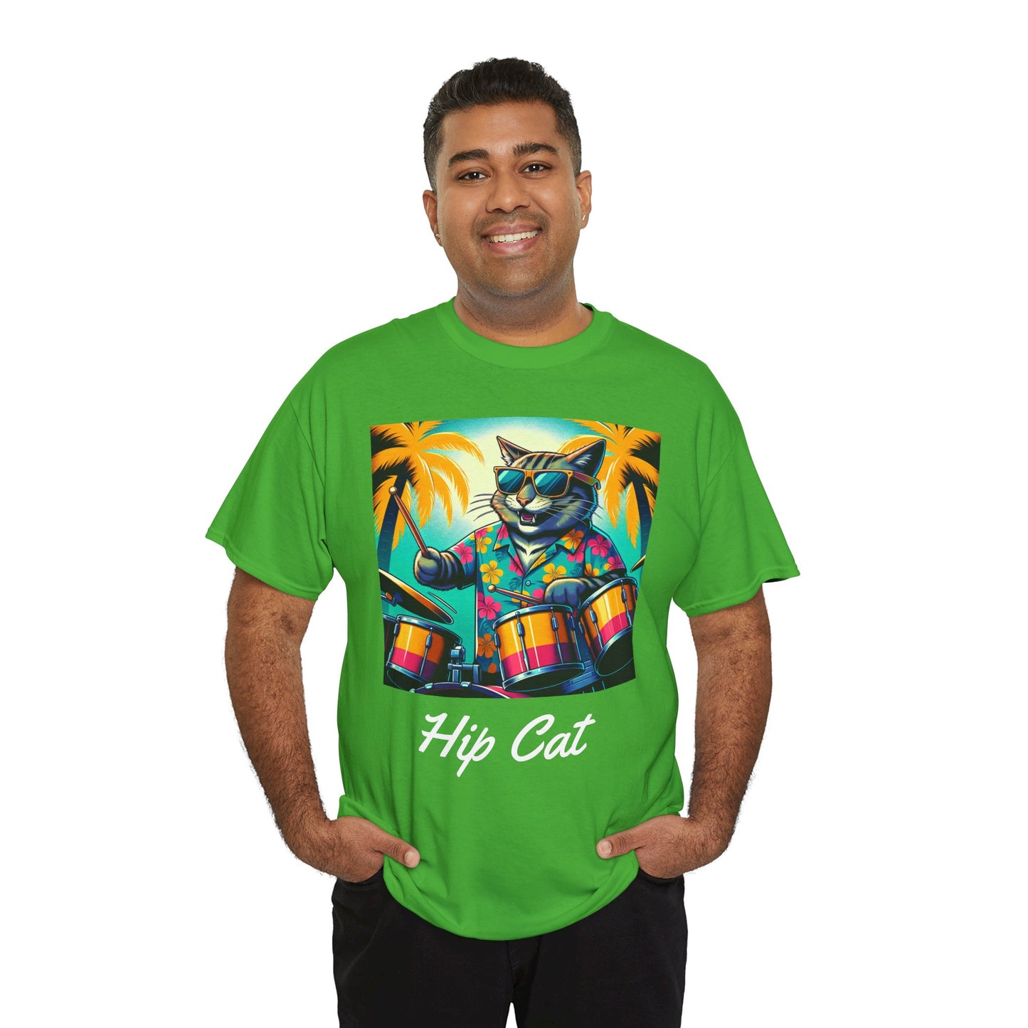 Hip Drummer Cat T-Shirt - Funny Music Lover Tee