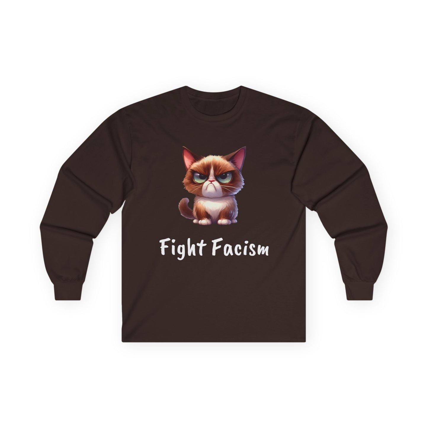 Grumpy Cat Fight Fascism Long Sleeve Tee