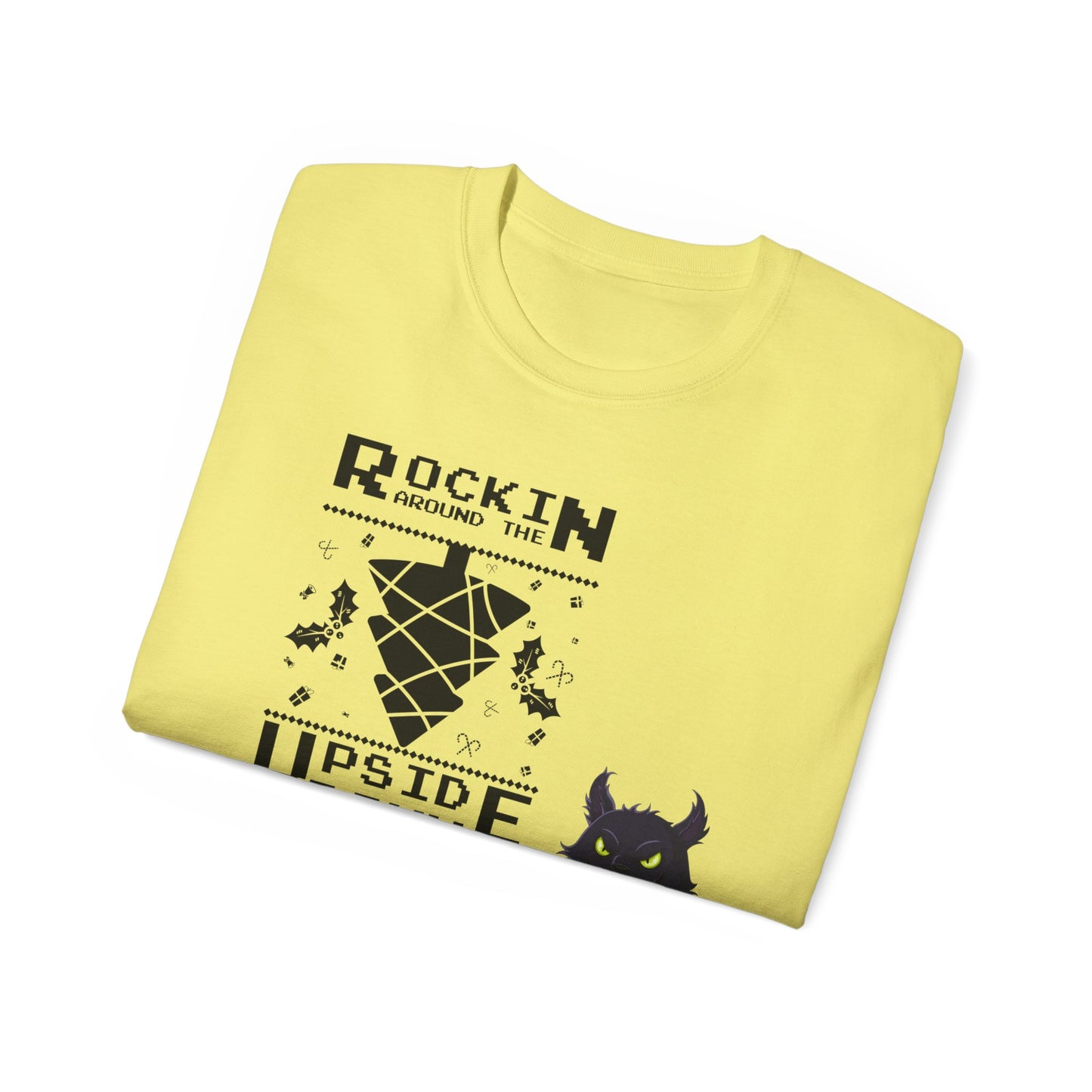 Cat Unisex Tee - Rockin Around the Upside Down Tree Design