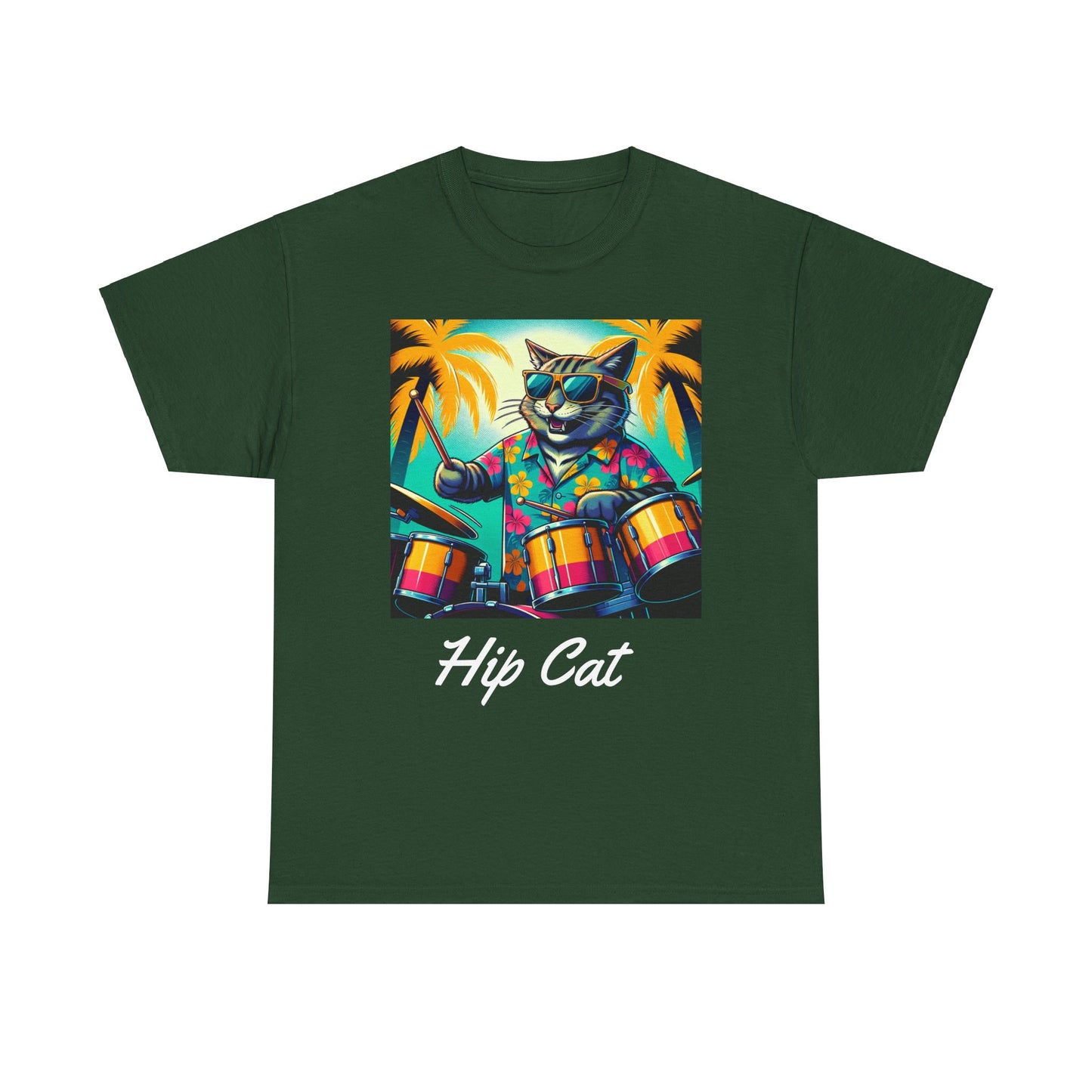 Hip Drummer Cat T-Shirt - Funny Music Lover Tee