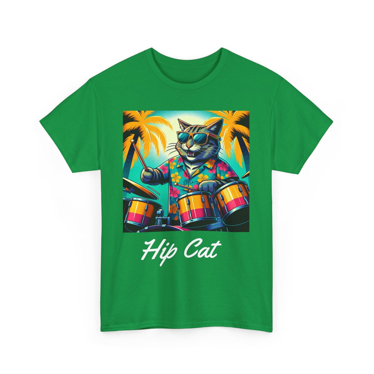 Hip Drummer Cat T-Shirt - Funny Music Lover Tee