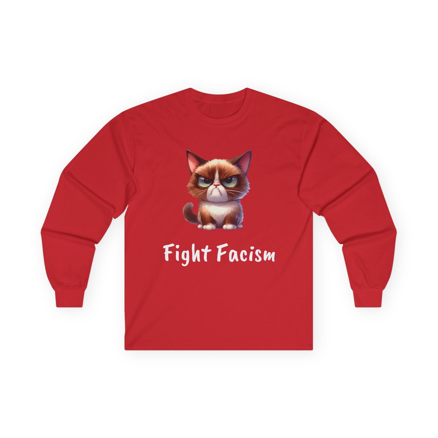 Grumpy Cat Fight Fascism Long Sleeve Tee